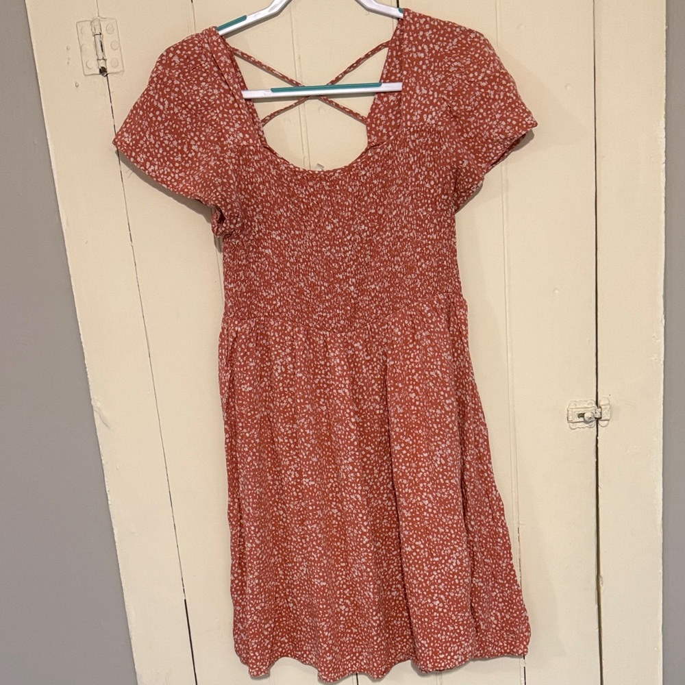 Pink Floral Short Sleeve Dress